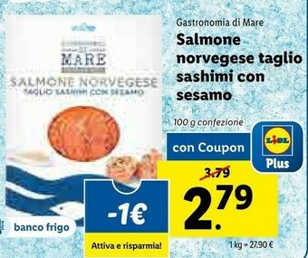 Lidl Gastronomia di mare Salmone Norvegese Taglio Sashimi Con Sesamo offerta