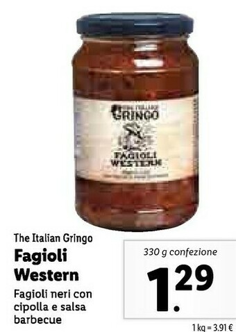 Lidl The italian gringo Fagioli Western 330 G(ml) offerta