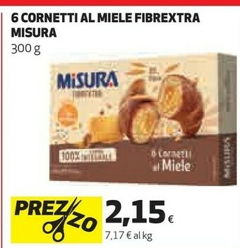 Coop Misura Fibrextra Cornetti Al Miele 300 G(ml) offerta