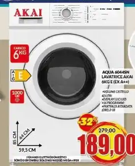 Risparmio Casa Akai aqua 6044sn lavatrice offerta