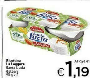 Crai Galbani Ricottina La Leggera Santa Lucia offerta