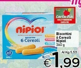 Crai Nipiol Nipiol - Biscottini 6 Cereali 360 g(ml) offerta