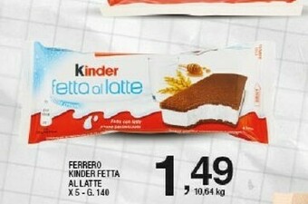 Sigma Ferrero Kinder Fetta Al Latte 140 G(ml) offerta