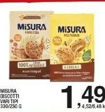Sigma Misura Biscotti Integrali 330 G(ml) offerta