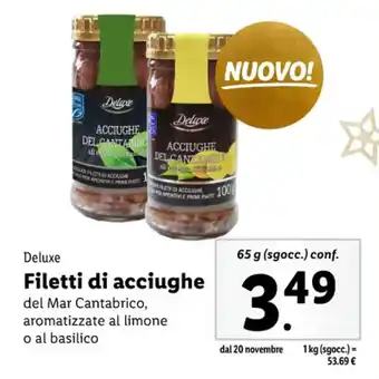 Lidl Deluxe Filetti di acciughe 65 g offerta