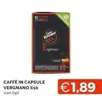 Mercatò Vergnano caffè in capsule x10 offerta