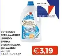 Mercatò Spuma di sciampagna detersivo per lavatrice liquido 36 lavaggi offerta