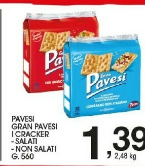 Sigma Pavesi Gran I Cracker Salati Senza Granelli Di Sale In Superficie 560 G(ml) offerta