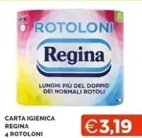 Mercatò Regina carta igienica 4 rotoloni offerta
