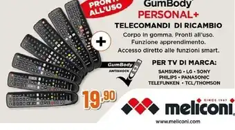 Expert Meliconi gumbody personal+telecomandi di ricambio offerta