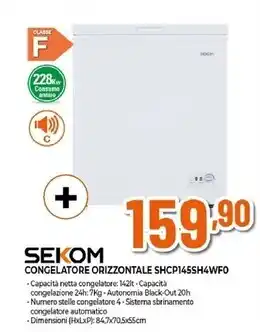 Expert Sekom congelatore orizzontale shcp145sh4wfo offerta