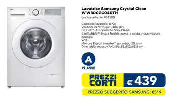 Lavatrice Samsung Crystal Clean WW80CGC04DTH