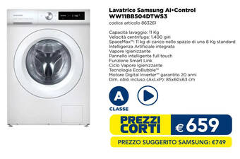 Esselunga Lavatrice Samsung Ai Control WW11BB504DTWS3 offerta