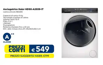 Esselunga Asciugatrice Haier HD90-A2939-IT offerta