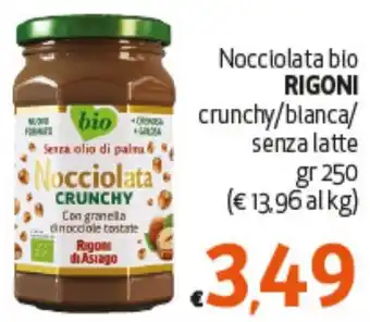Maxi Supermercati Nocciolata bio RIGONI crunchy / bianca / senza latte gr 250 offerta