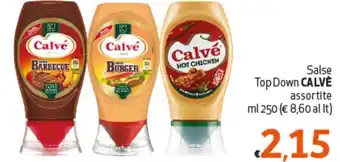 Maxi Supermercati Salse Top Down CALVÈ assortite ml 250 offerta