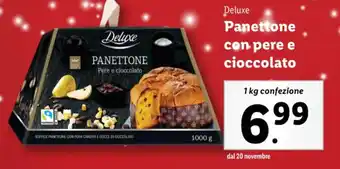 Lidl Deluxe Panettone con pere e cioccolato 1 kg confezione offerta