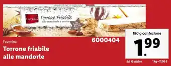 Lidl Favorina Torrone friabile alle mandorle 180 g confezione offerta