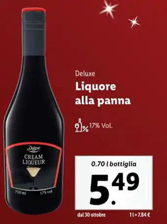 Lidl Deluxe Liquore alla panna 0.70 l bottiglia offerta
