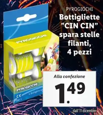 PYROGIOCHI Bottigliette "CIN CIN" spara stelle filanti, 4 pezzi