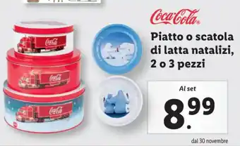 Lidl Coca-Cola Piatto o scatola di latta natalizi, 2 o 3 pezzi offerta