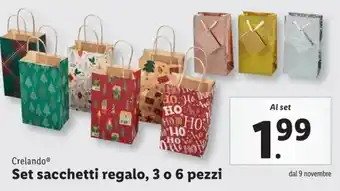Crelando Set sacchetti regalo, 3 o 6 pezzi