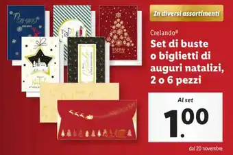 Lidl Crelando Set di buste o biglietti di auguri natalizi, 2 o 6 pezzi offerta