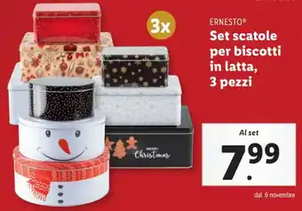 Lidl ERNESTO Set scatole per biscotti in latta, 3 pezzi offerta