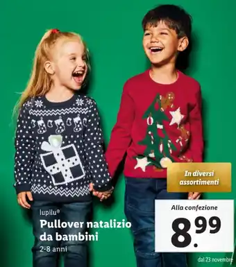 Lidl lupilu Pullover natalizio da bambini 2-8 anni offerta