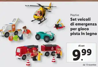 Lidl Playtive Set veicoli di emergenza per gioco pista in legno offerta