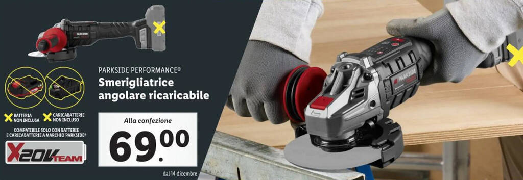 PARKSIDE PERFORMANCE Smerigliatrice angolare ricaricabile offerta di Lidl
