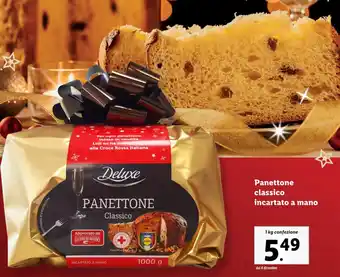 Lidl Deluxe Panettone classico incartato a mano 1 kg confezione offerta