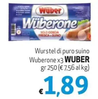 Wurstel di puro suino Wuberone x3 WUBER gr 250