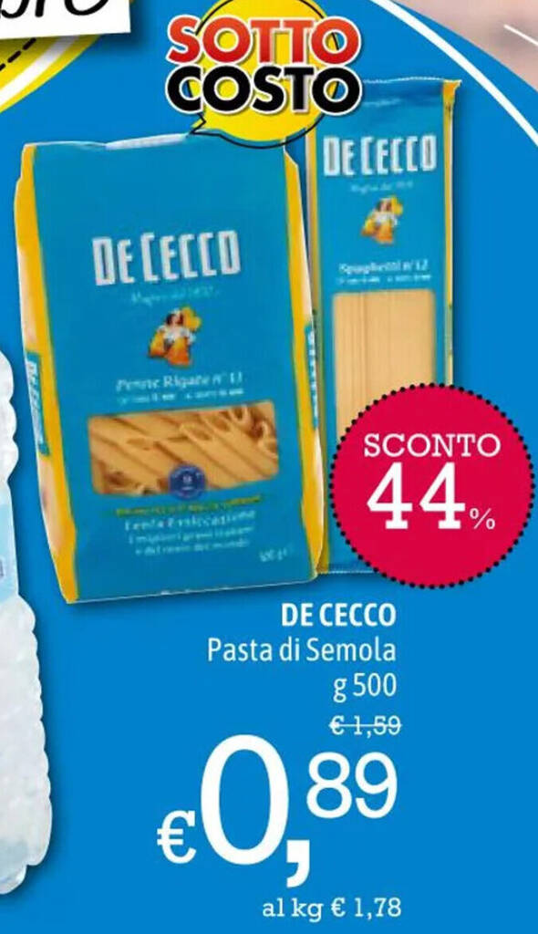 DE CECCO Pasta di Semola G 500 offerta di A&O