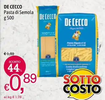 A&O DE CECCO Pasta di Semola g 500 offerta
