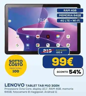 Euronics LENOVO TABLET TAB M10 3GEN offerta