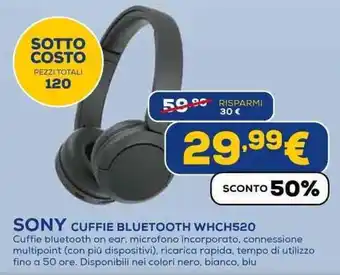 Euronics SONY CUFFIE BLUETOOTH WHCH520 offerta