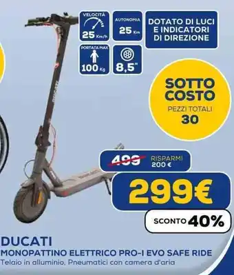 Euronics DUCATI MONOPATTINO ELETTRICO PRO-I EVO SAFE RIDE offerta