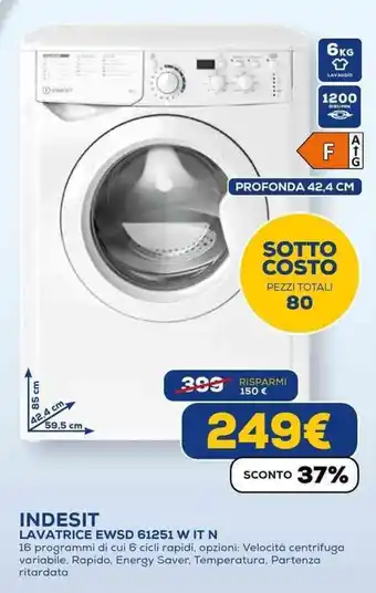 Euronics INDESIT LAVATRICE EWSD 61251 W IT N offerta