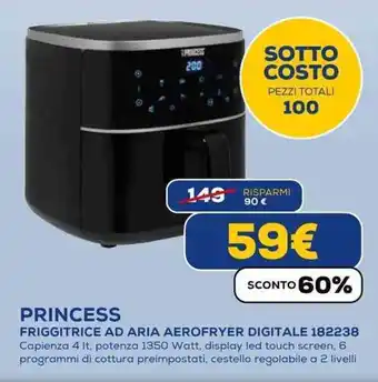 Euronics PRINCESS FRIGGITRICE AD ARIA AEROFRYER DIGITALE 182238 offerta
