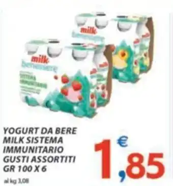 Vivo Supermercati YOGURT DA BERE MILK SISTEMA IMMUNITARIO GUSTI ASSORTITI GR 100 X 6 offerta