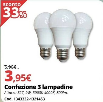 Brico Io Confezione 3 Lampadine offerta