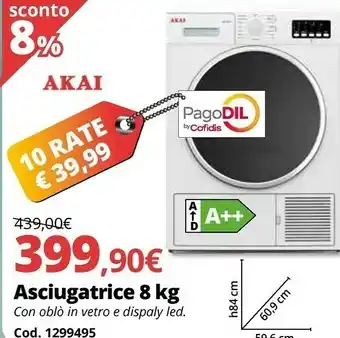 Brico Io Akai Asciugatrice 8kg offerta