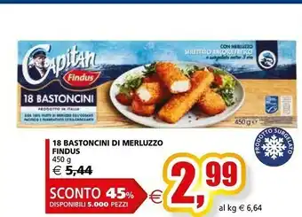 Il Gigante Findus 18 Bastoncini Con 100% Filetti Di Merluzzo 450 G(ml) offerta