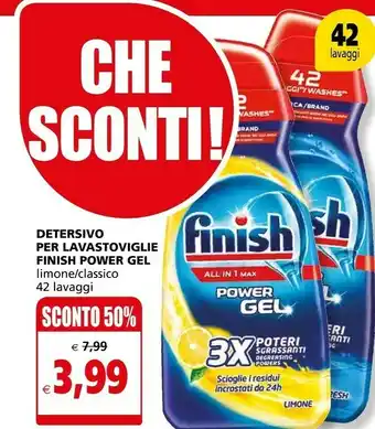 Il Gigante Finish Detersivo Per Lavastoviglie Power Gel offerta