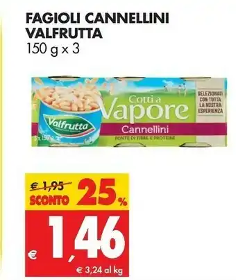 Tigros Valfrutta Fagioli Cannellini Cotti Al Vapore 150 G(ml) offerta