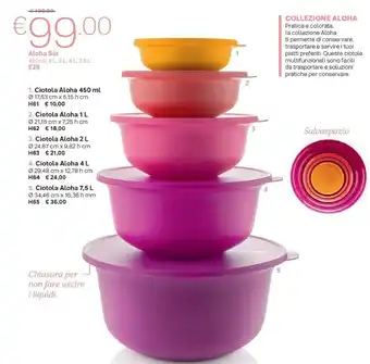 Tupperware Aloha Contenitori in plastica offerta