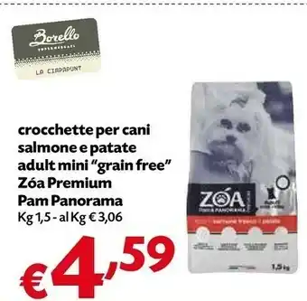 Borello Supermercati Pam & Panorama Crocchette Per Cani Salmone E Patate Adult Mini " Grain Free " Zoa Premium offerta