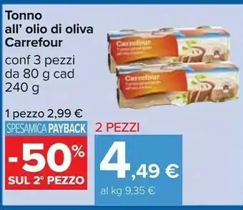 Carrefour Carrefour Tonno All'olio Di Oliva 240 G offerta