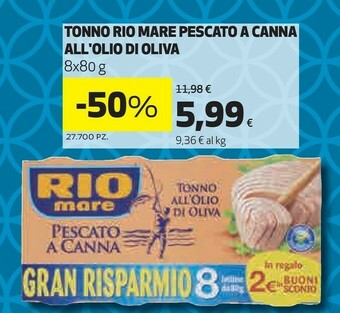 Coop Rio Mare Tonno Pescato A Canna All'olio Di Oliva offerta